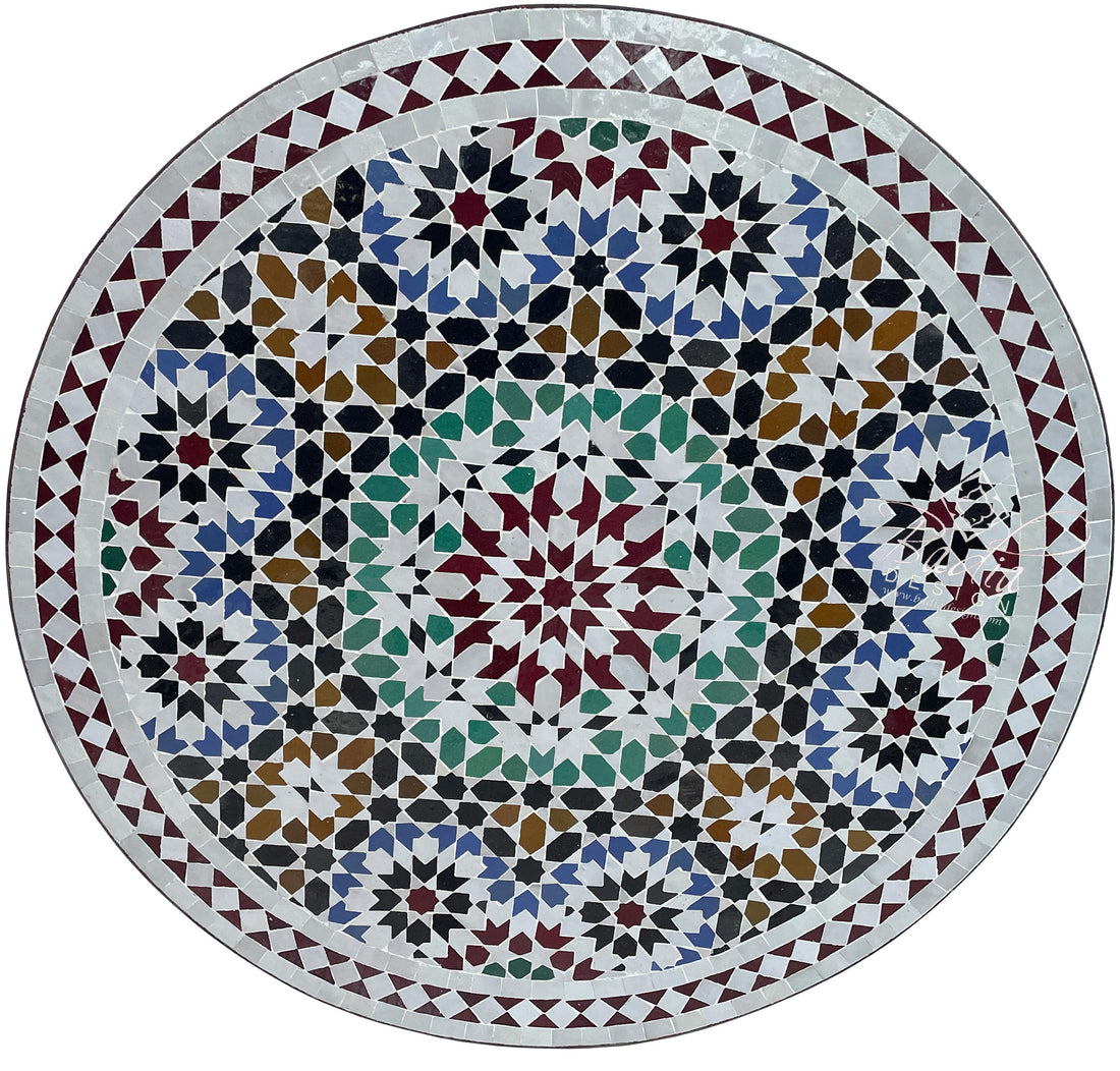 Intricately Designed Moroccan Mosaic Tile Table Top