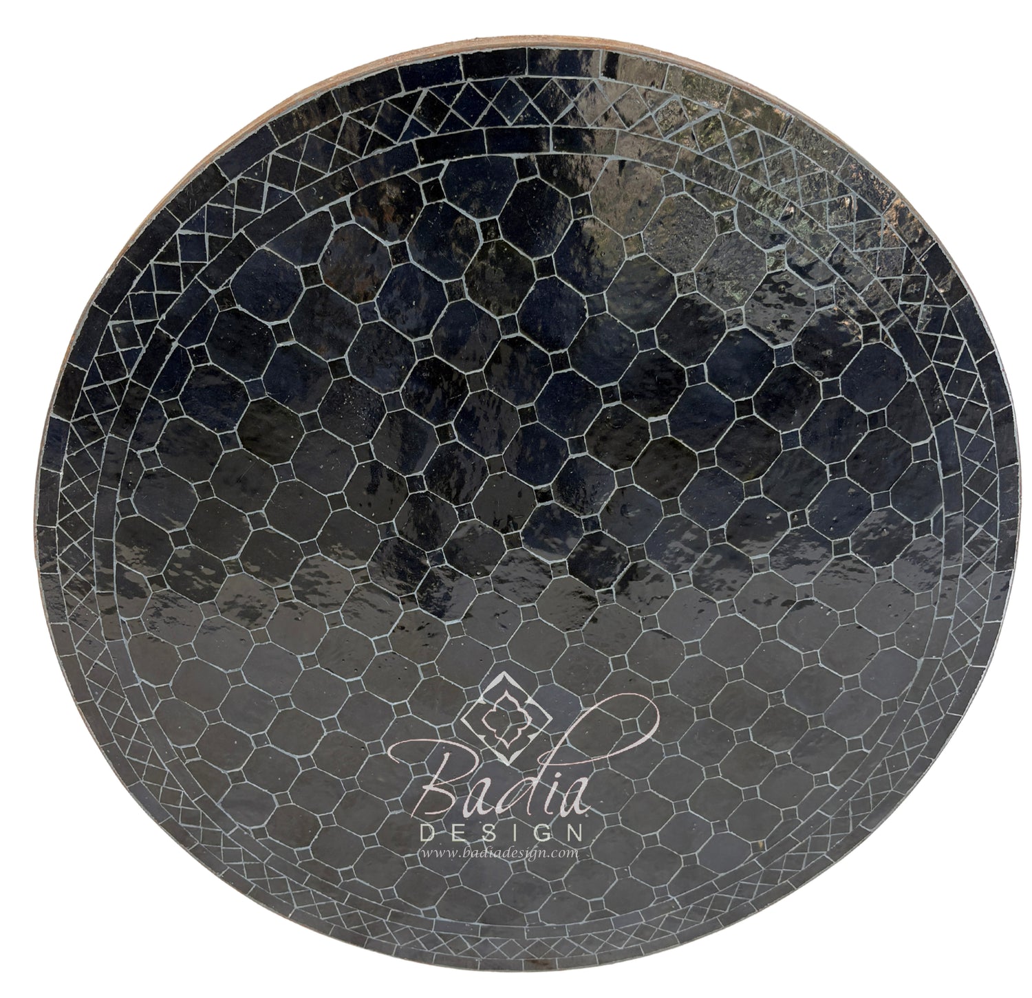 36" Solid Black Round Tile Table Top