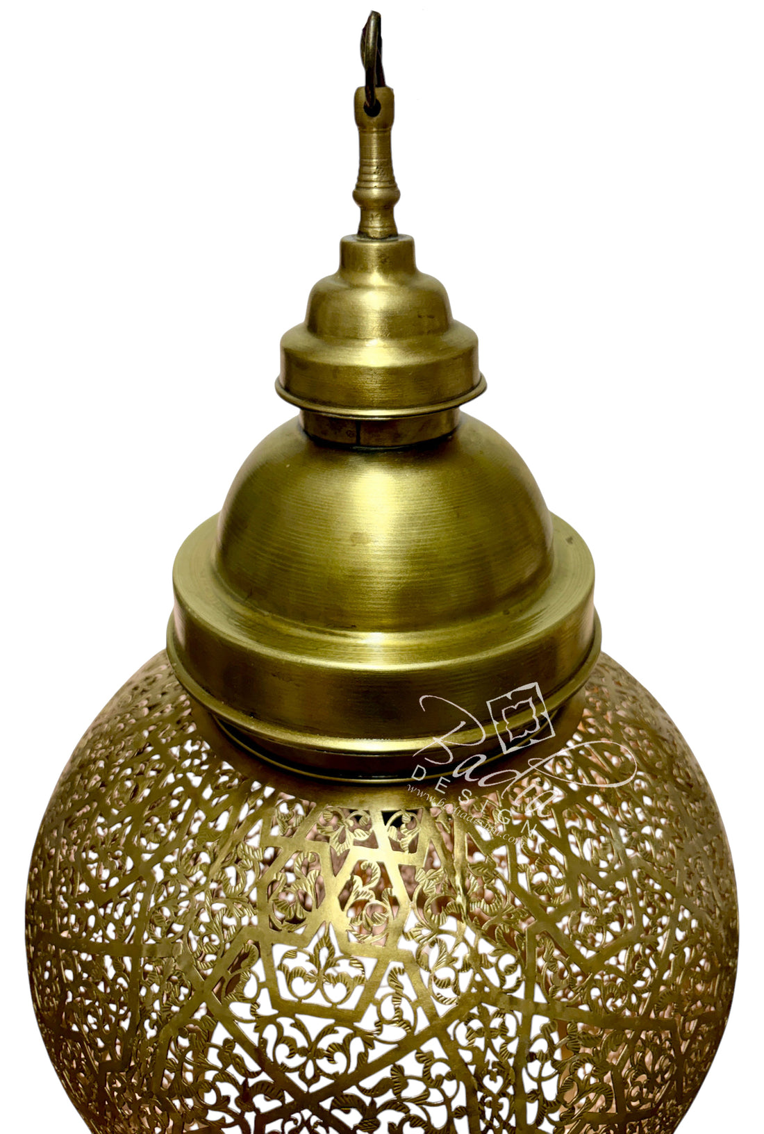 Round Pierced Brass Hanging Lantern
