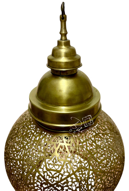 Round Pierced Brass Hanging Lantern
