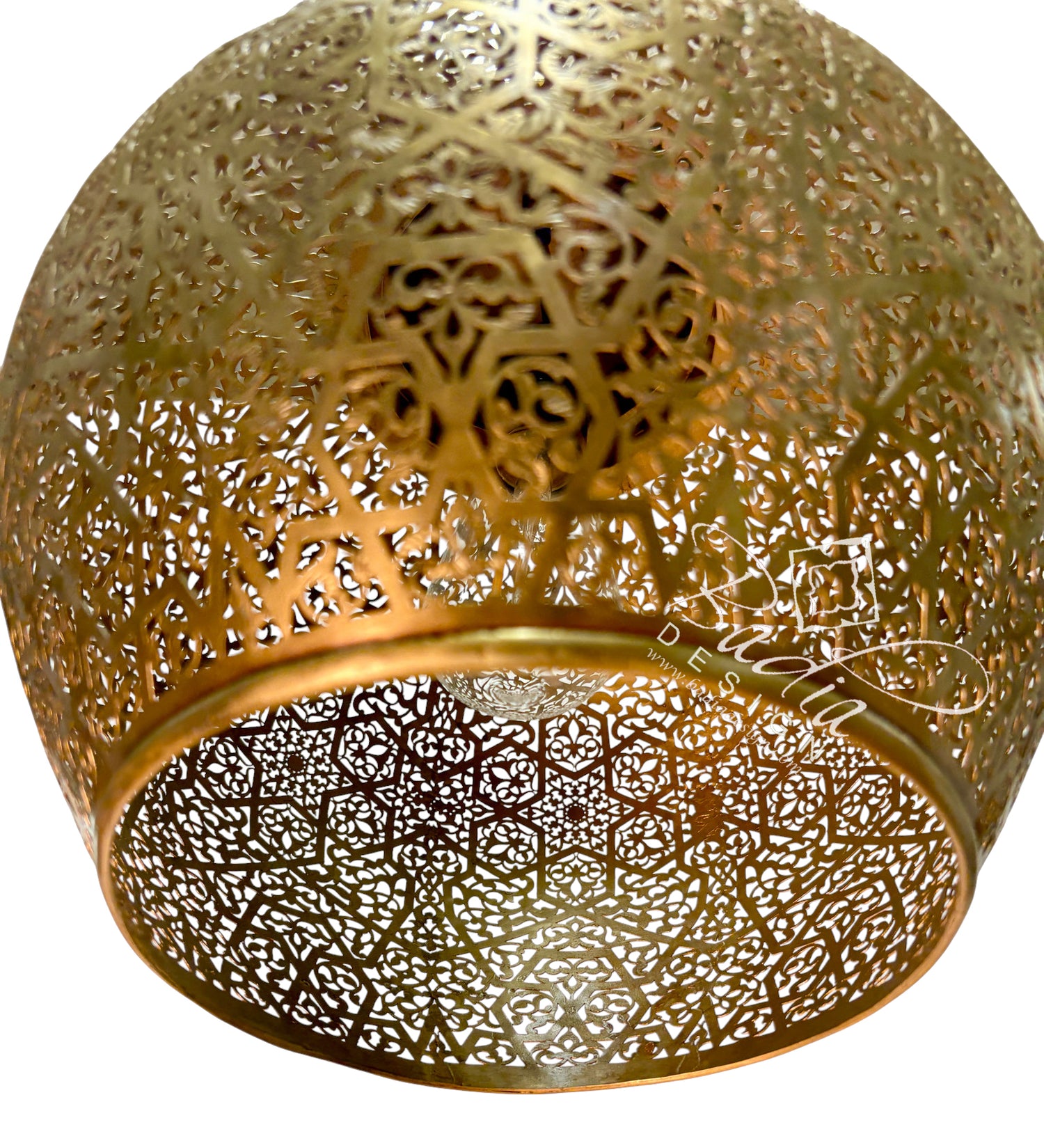 Round Pierced Brass Hanging Lantern