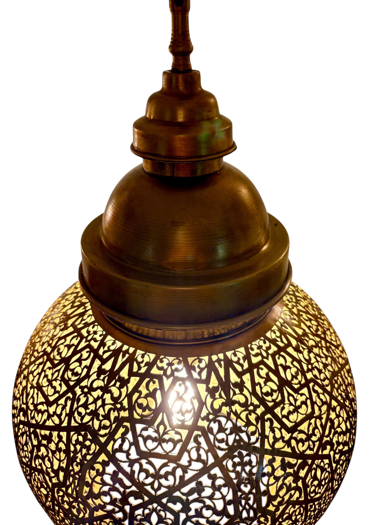 Round Pierced Brass Hanging Lantern