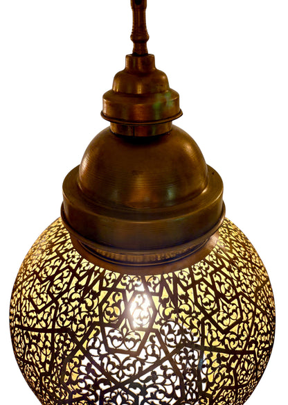 Round Pierced Brass Hanging Lantern