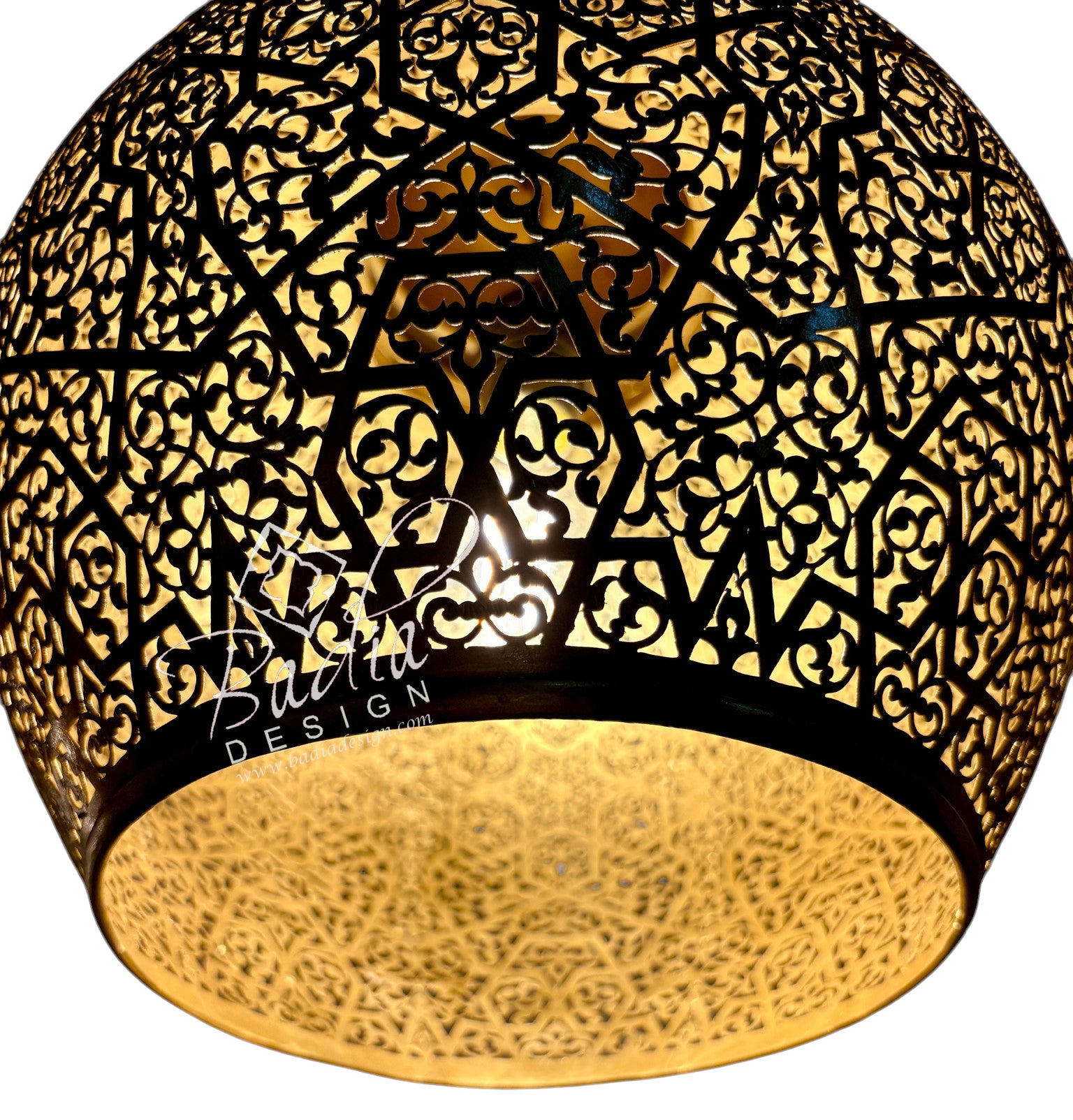 Round Pierced Brass Hanging Lantern