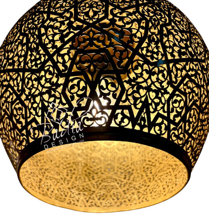 Round Pierced Brass Hanging Lantern
