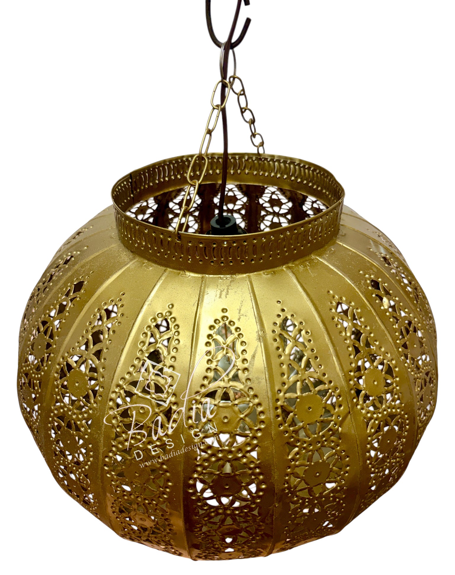 Round Moroccan Pierced Zinc Hanging Lantern