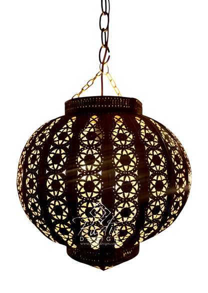 Round Moroccan Pierced Zinc Hanging Lantern