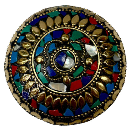 Round Decorative Container with Multi-Color Design