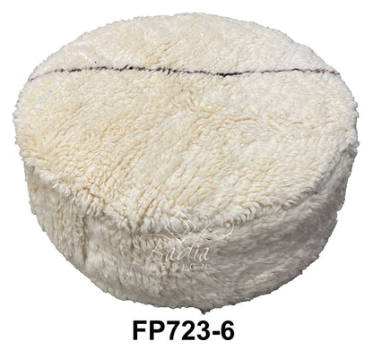 Round White Wool Ottoman Pouf