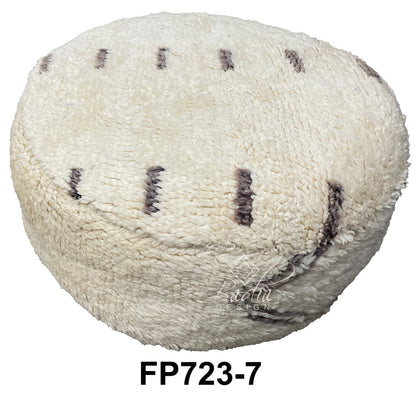 Round White Wool Ottoman Pouf