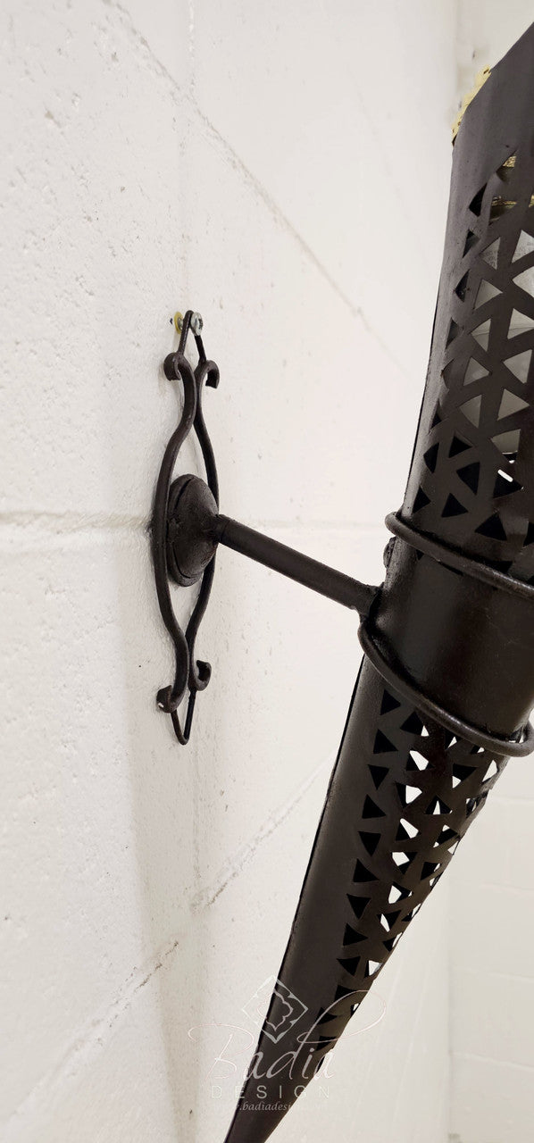 Tall Cone Shaped Rustic Iron Wall Sconce