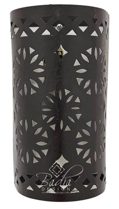 Rustic Iron Wall Sconce with Geometric Cutouts