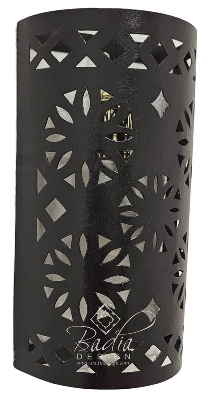 Rustic Iron Wall Sconce with Geometric Cutouts