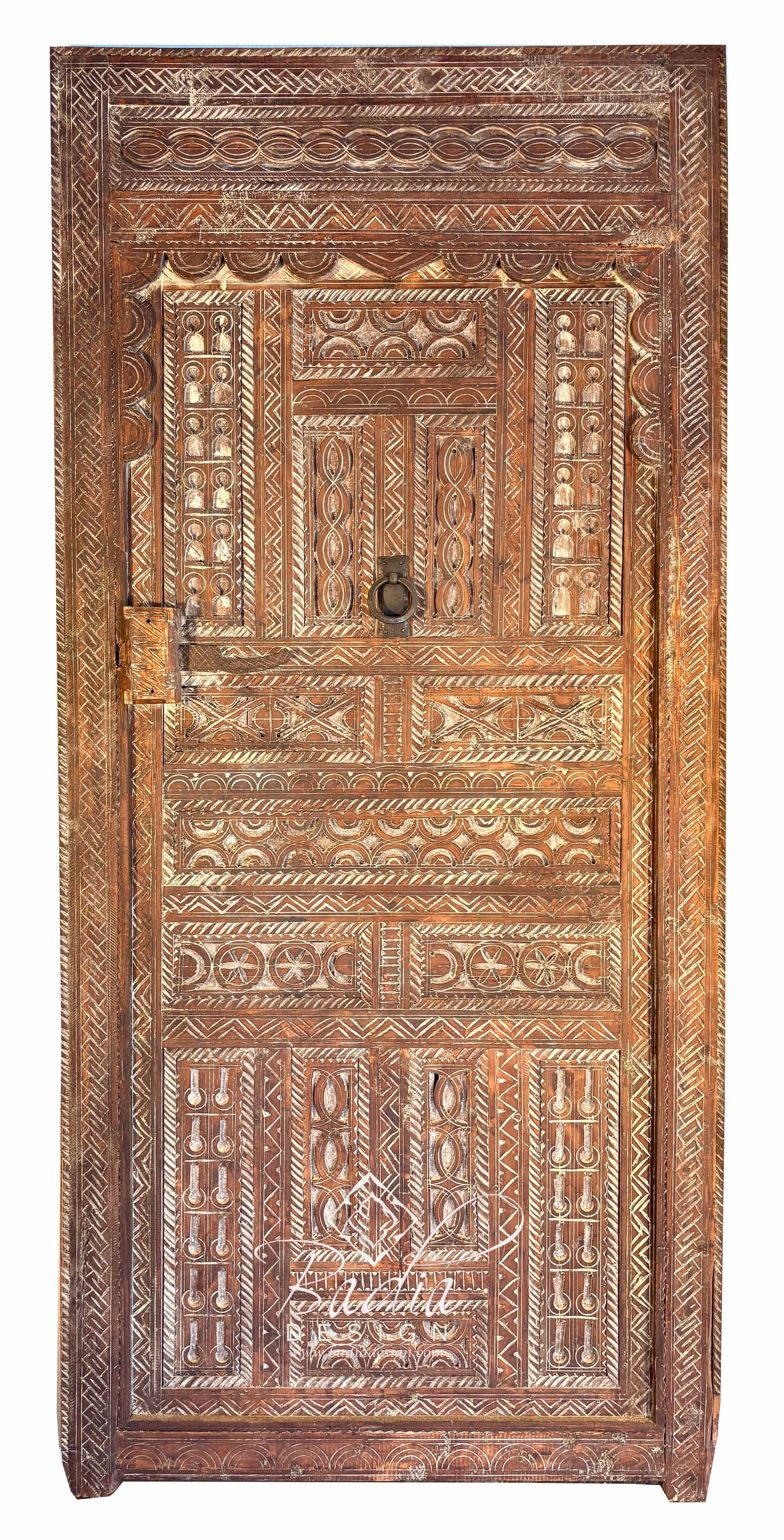 Rustic Decorative Wooden Door with Intricate Carvings
