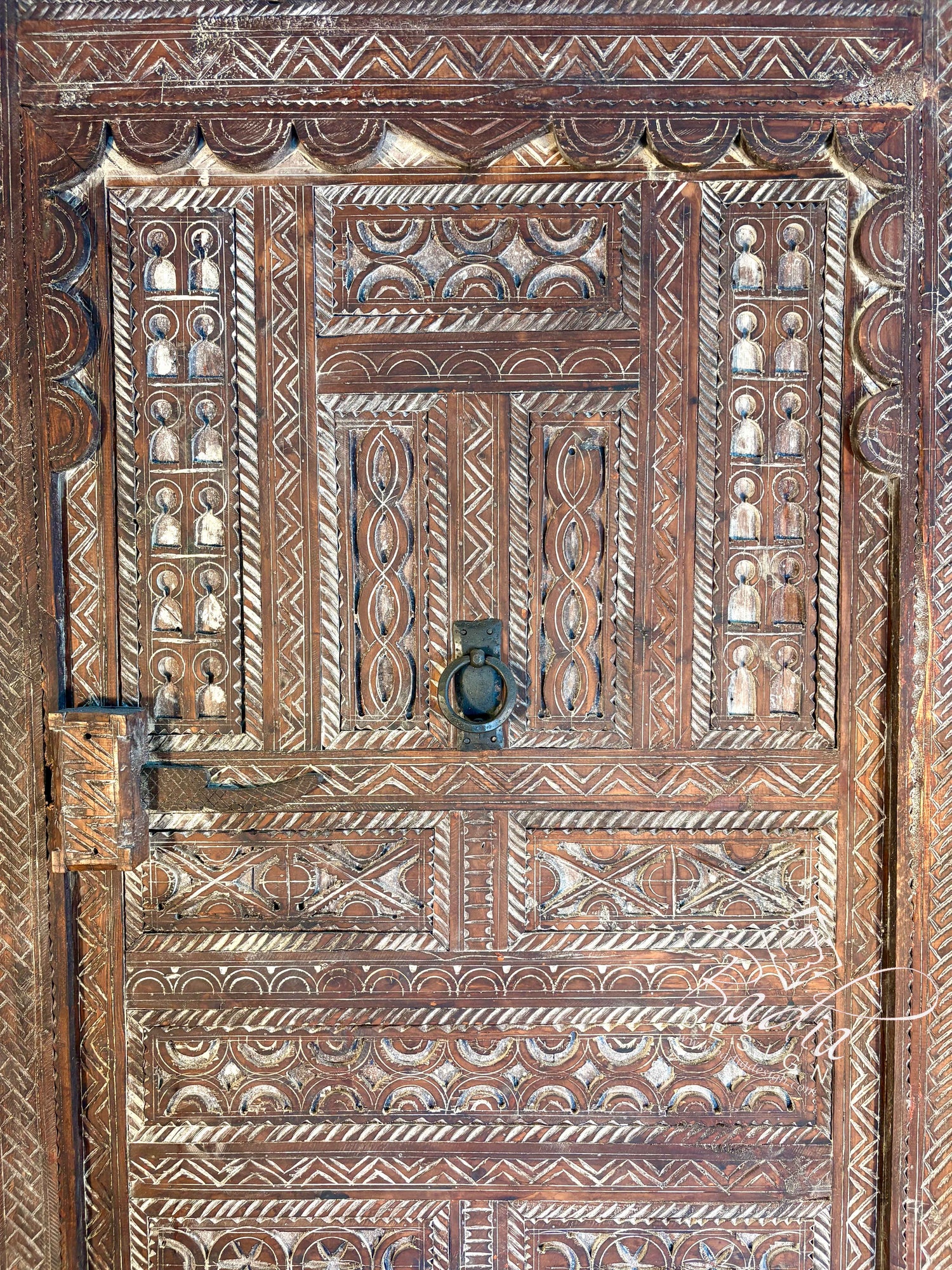 Rustic Decorative Wooden Door with Intricate Carvings