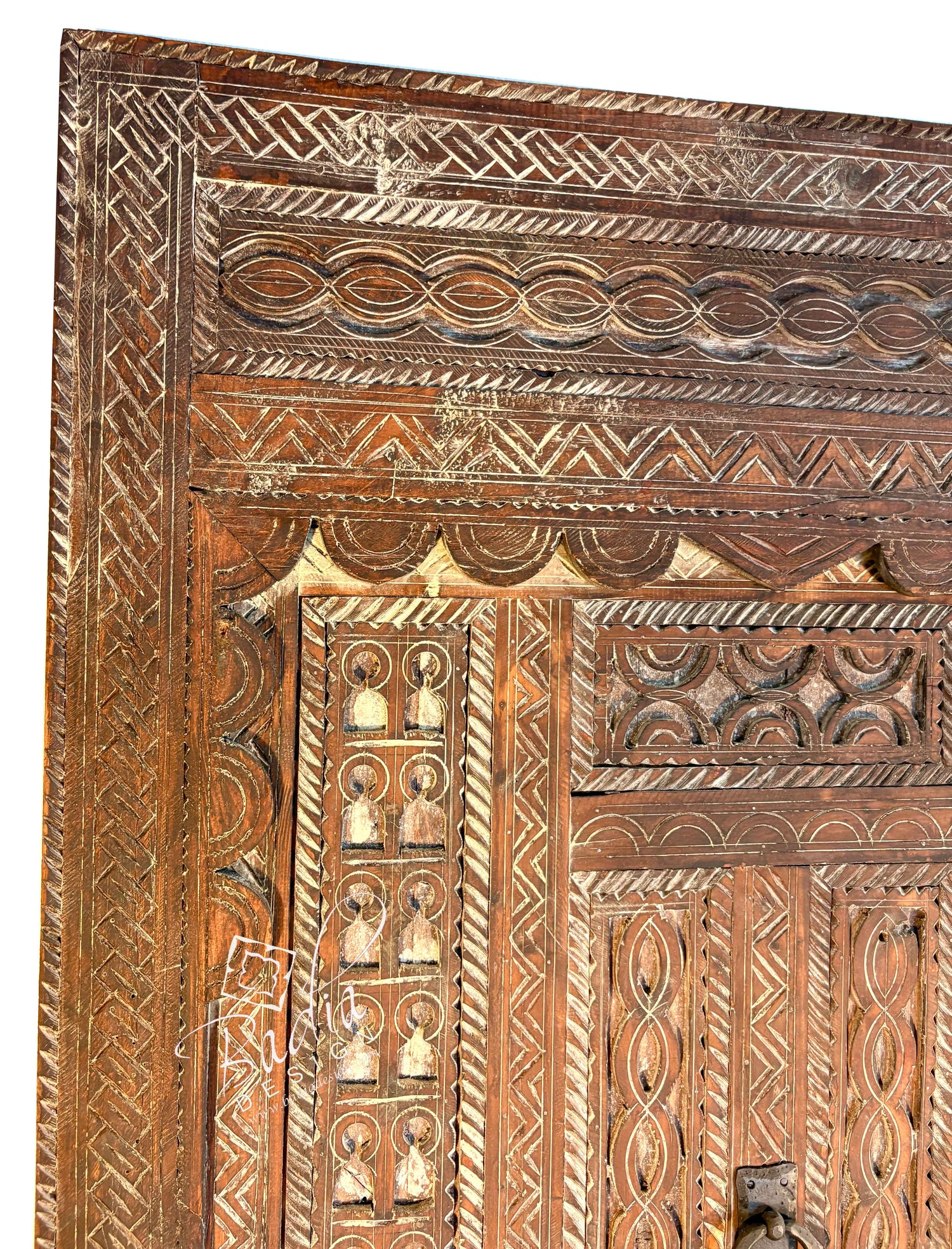 Rustic Decorative Wooden Door with Intricate Carvings
