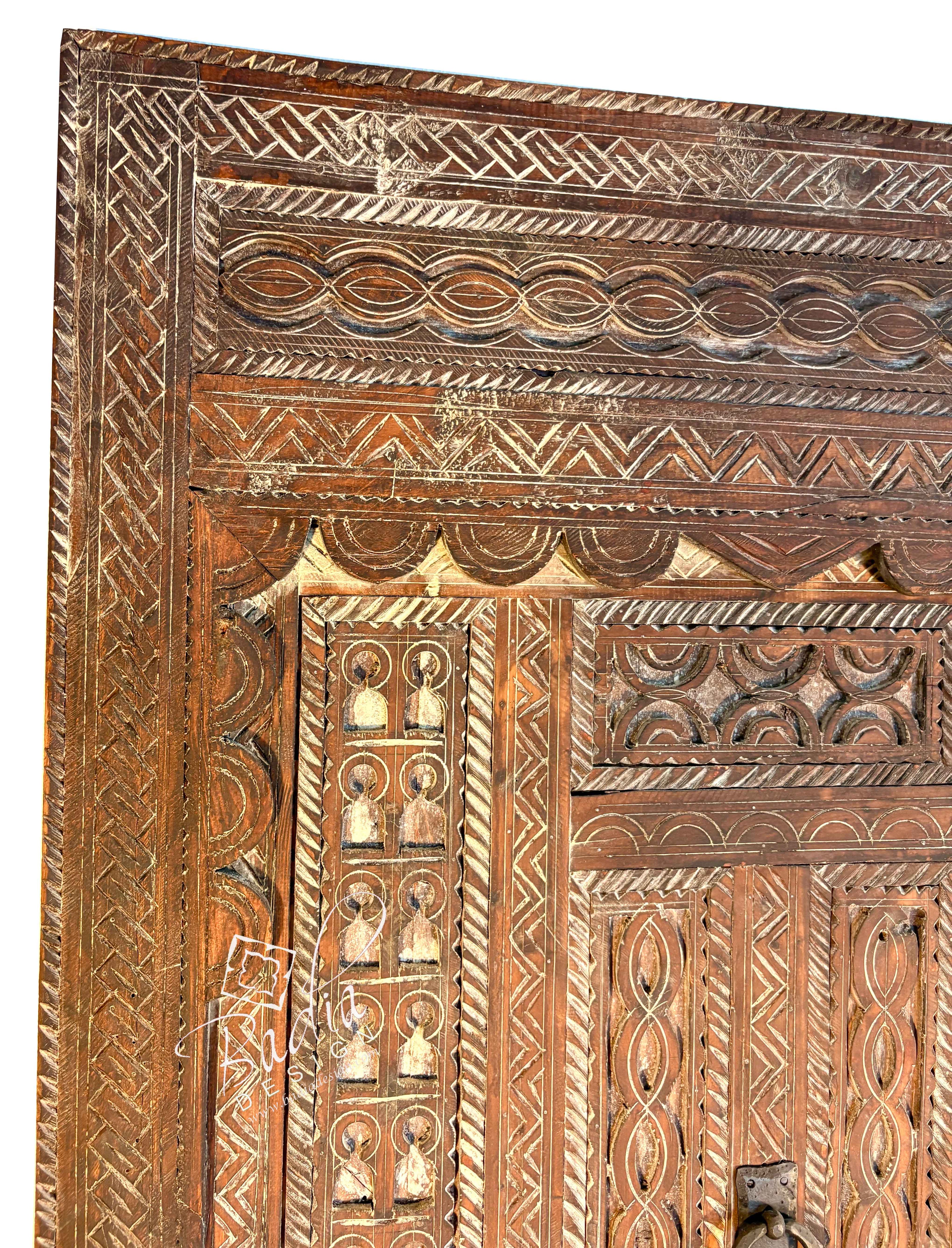 Rustic Decorative Wooden Door with Intricate Carvings