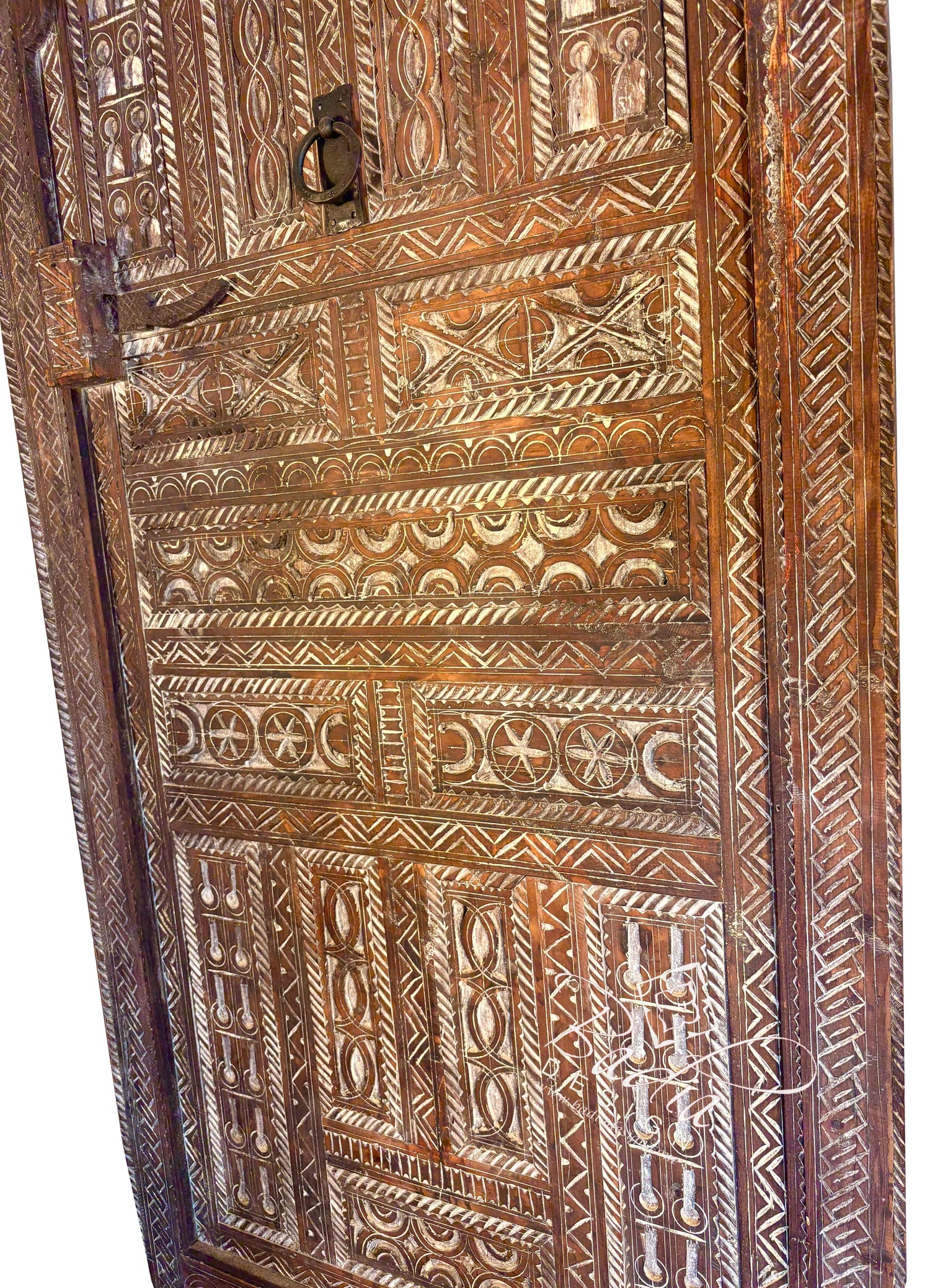 Rustic Decorative Wooden Door with Intricate Carvings