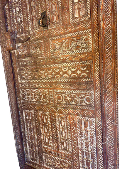Rustic Decorative Wooden Door with Intricate Carvings