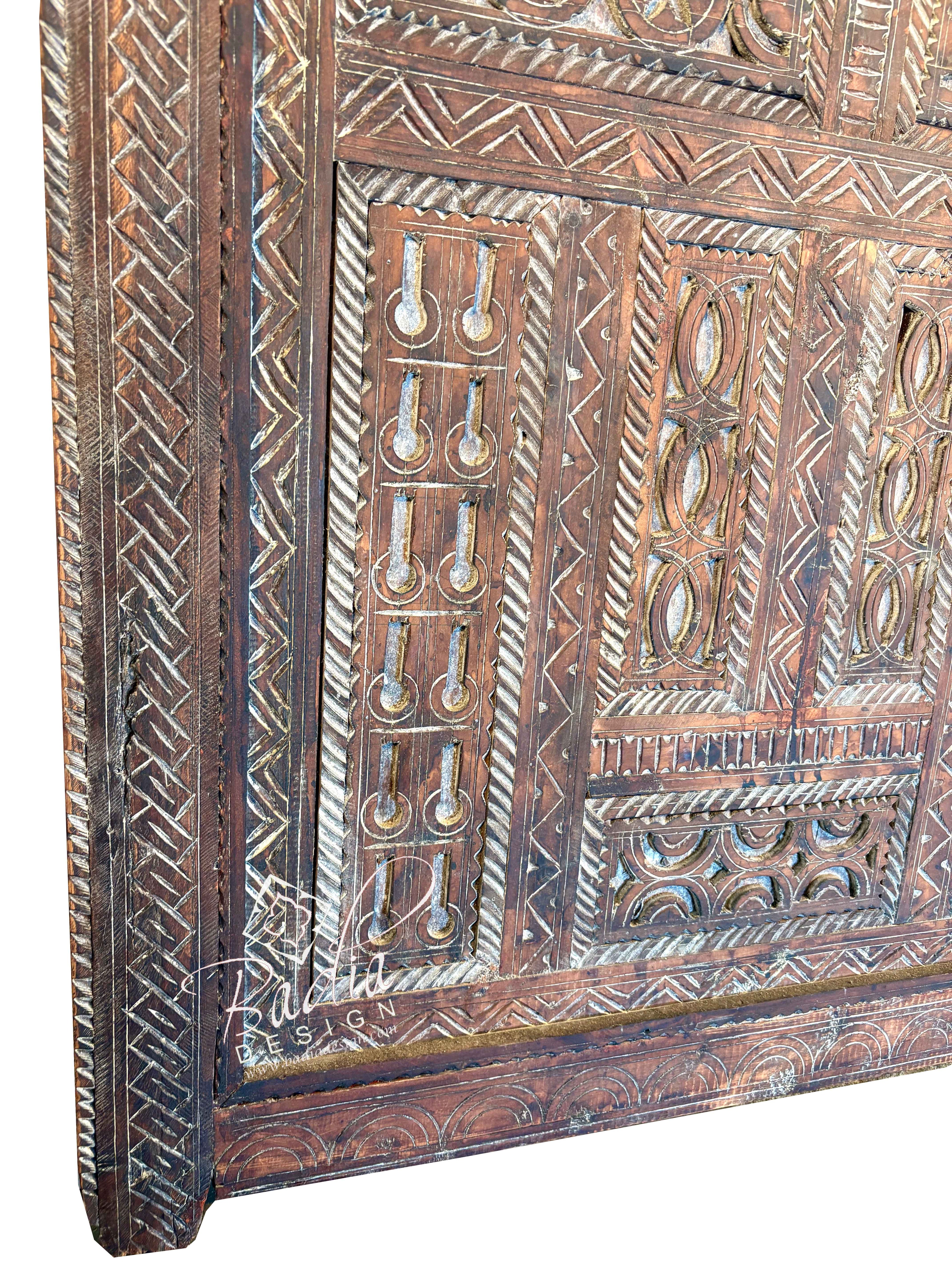 Rustic Decorative Wooden Door with Intricate Carvings