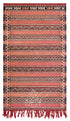 Salmon Pink Moroccan Rug with Traditional Kilim Stripes