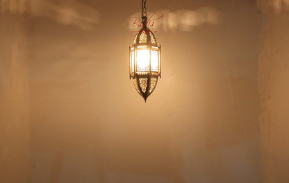 Silver Hanging Pendant Light with White Glass