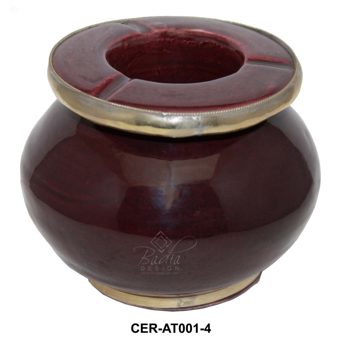 Ceramic Ashtray with Metal Rim