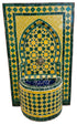 Small Moroccan Green and Yellow Mosaic Tile Water Fountain