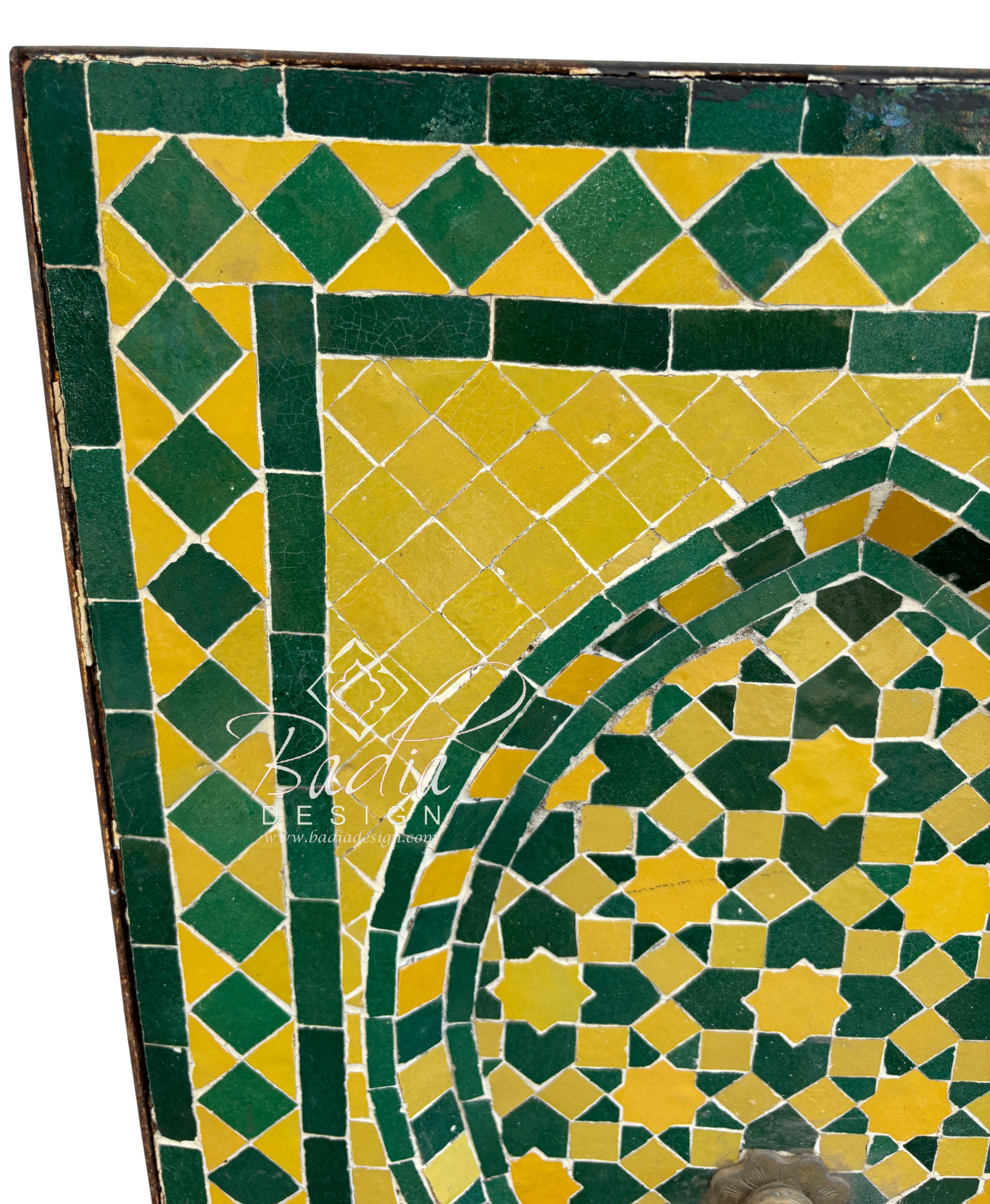 Small Green and Yellow Tile Water Fountain