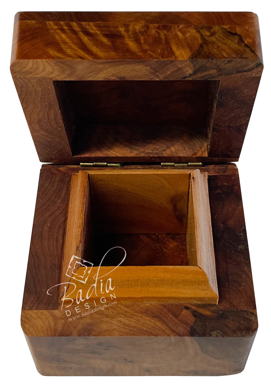 Thuya Wood Jewelry Box with Mother of Pearl Inlay with open top