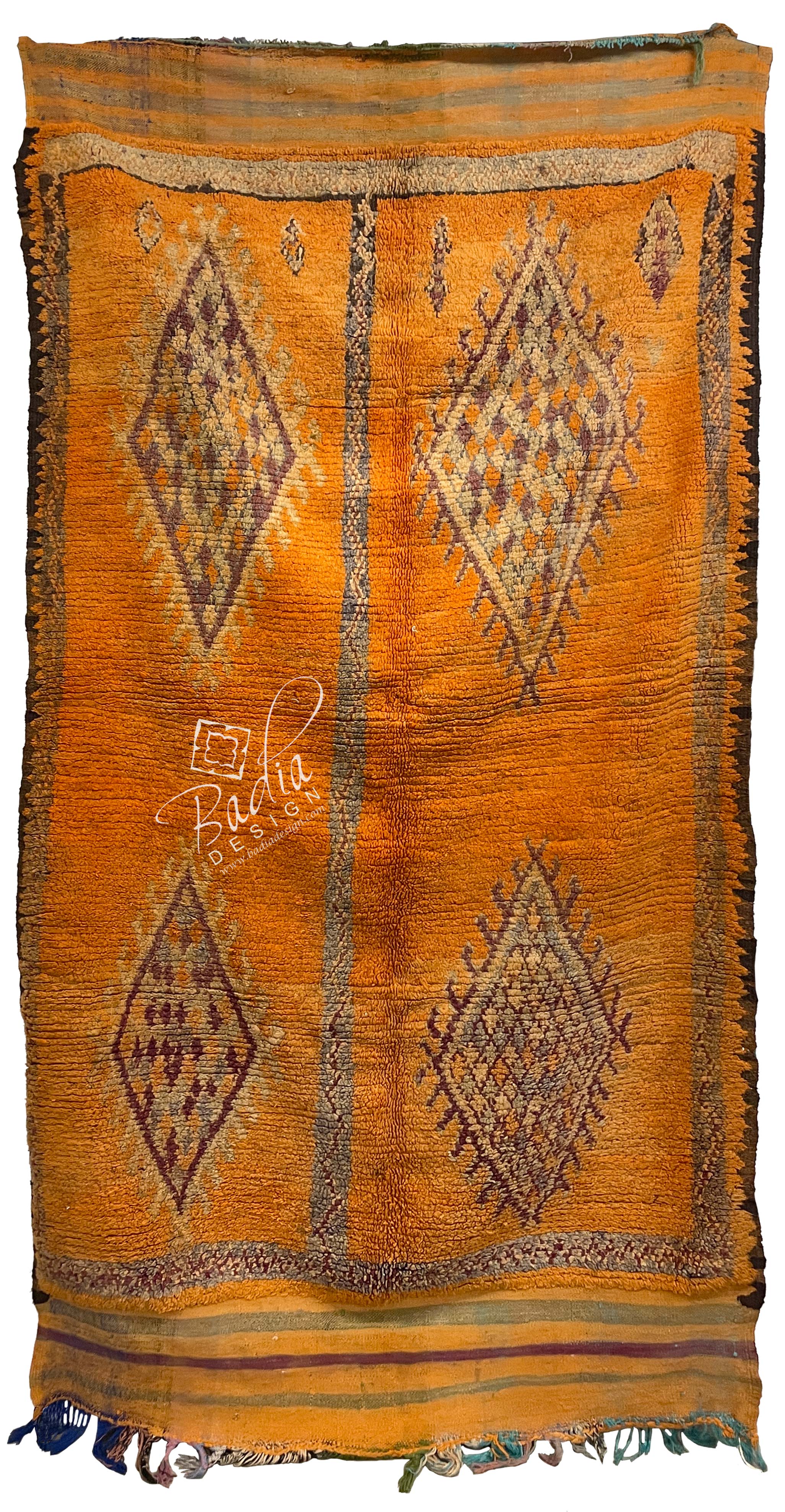 Orange Multi-Color Moroccan Handmade Tribal Area Rug