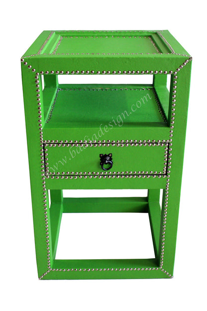 Square Top Metal and Leather Side Table - ML-ST002