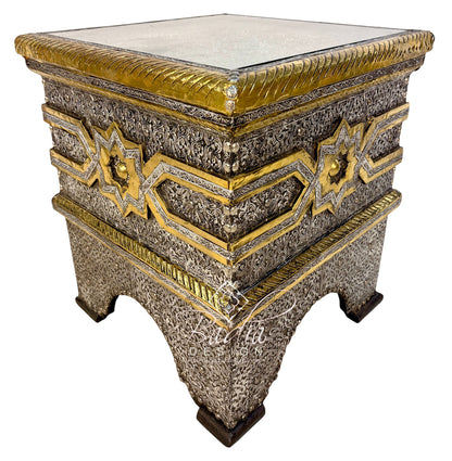 Square Brass and Silver Nickel Coffee Table