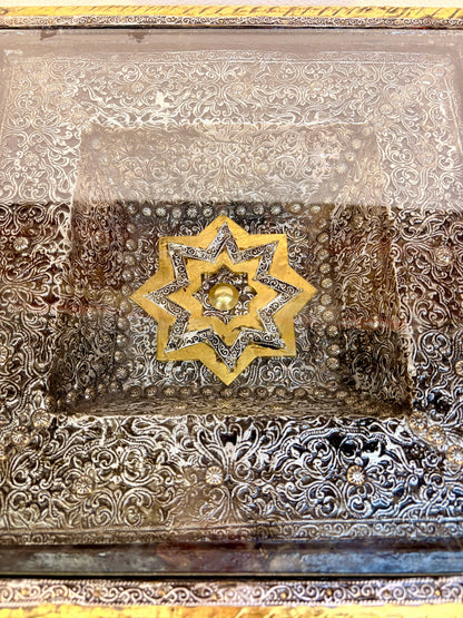 Square Brass and Silver Nickel Coffee Table