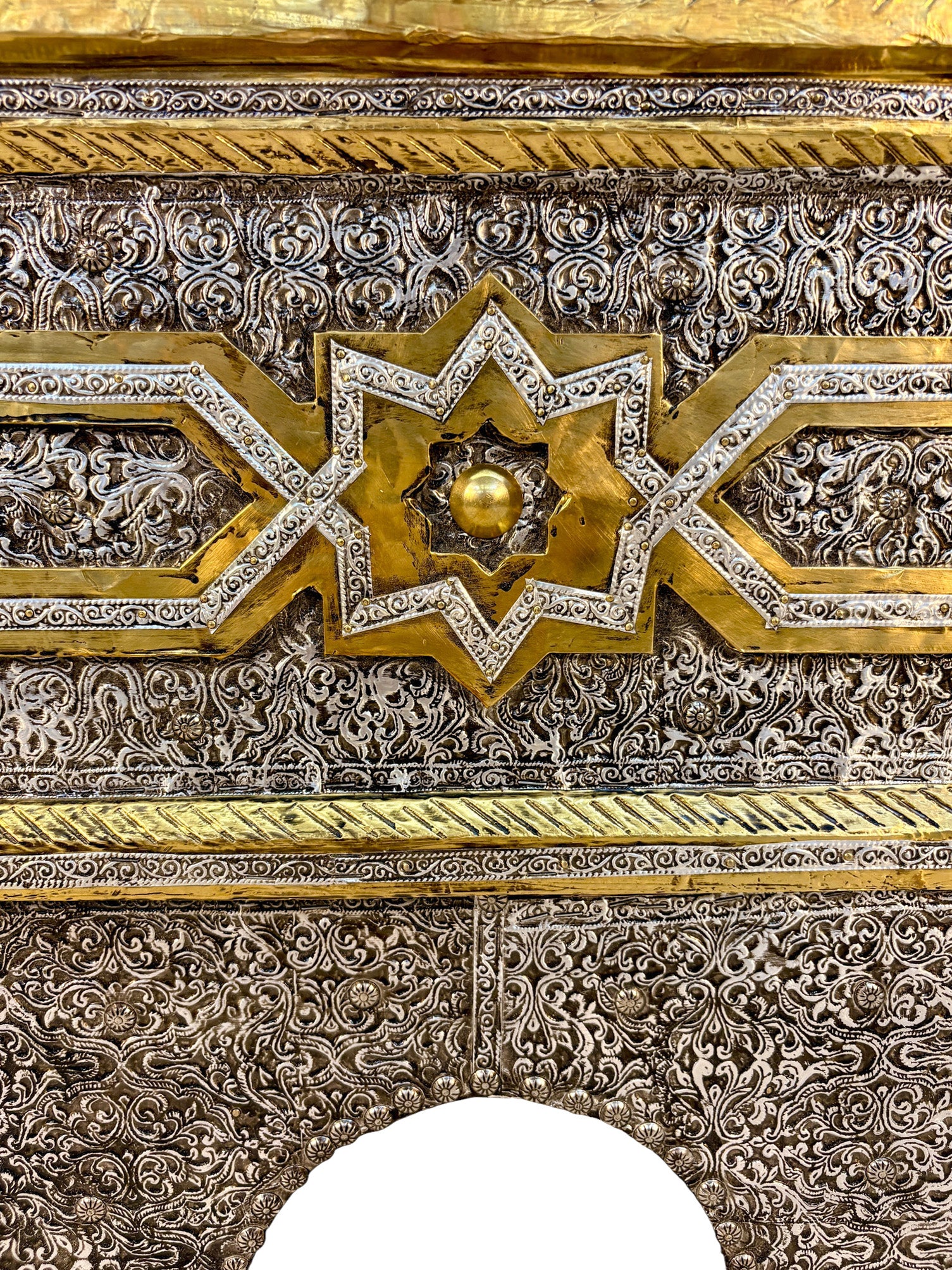 Square Brass and Silver Nickel Coffee Table