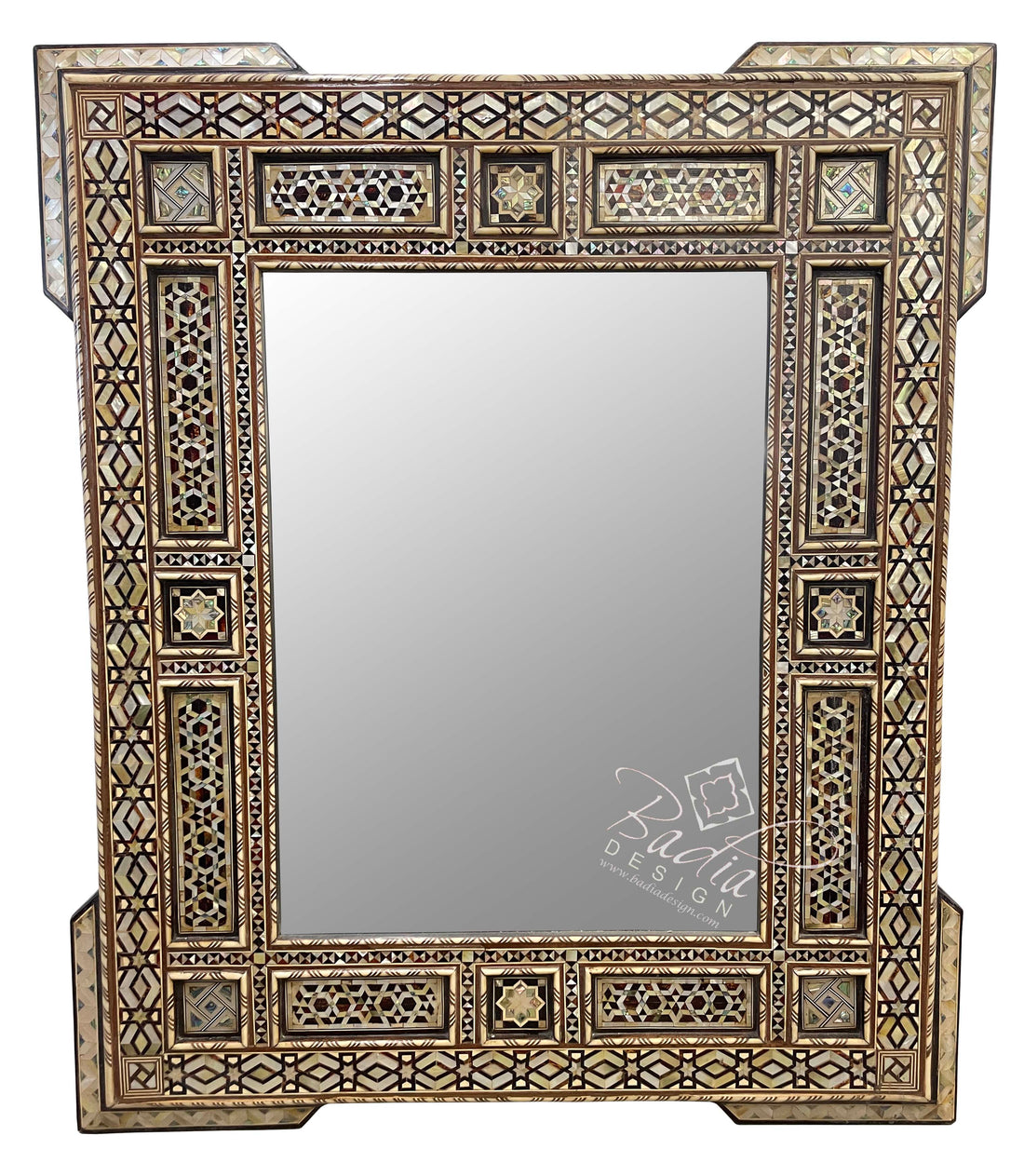 Intricate Rectangle Mother of Pearl Inlay Mirror