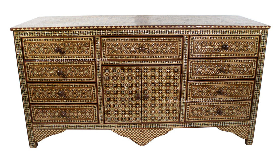 Vintage Ornate Handmade Syrian Inlay Cabinet
