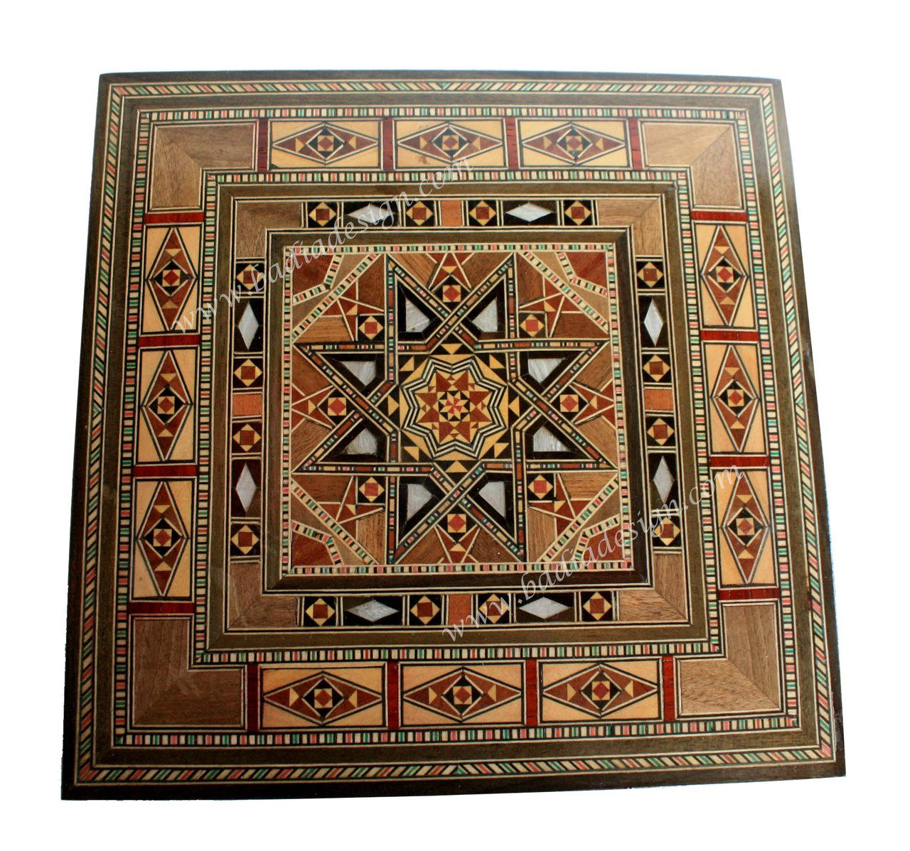 Square Shaped Moroccan Inlaid Wooden Jewelry Box