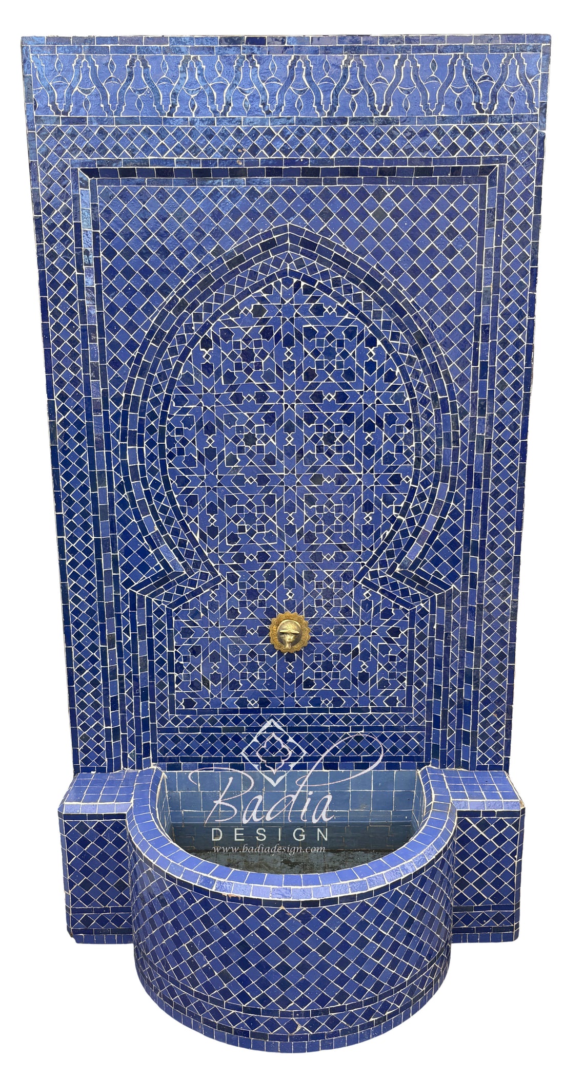 Tall Blue Mosaic Tile Water Fountain