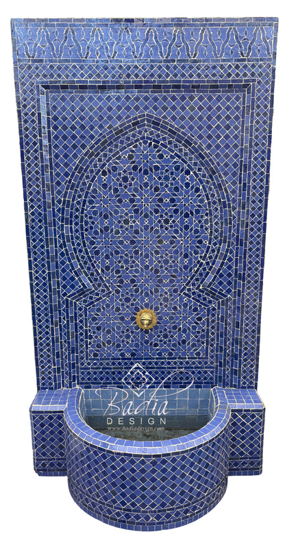 Tall Blue Mosaic Tile Water Fountain