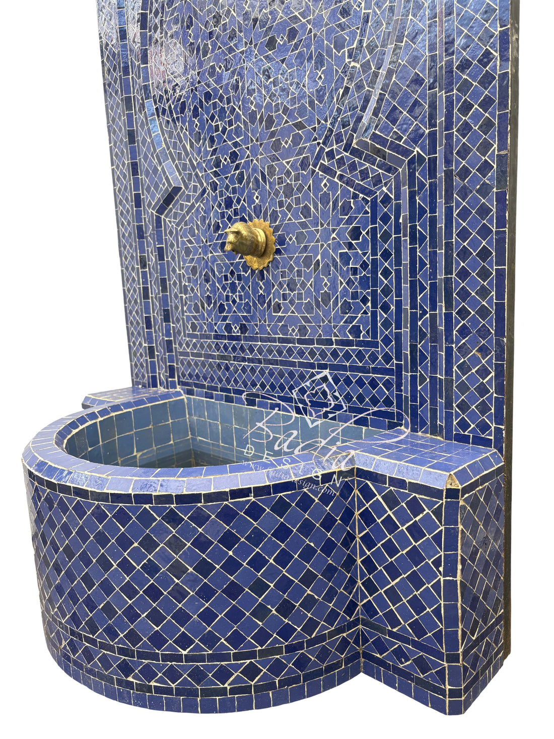 Tall Blue Mosaic Tile Water Fountain