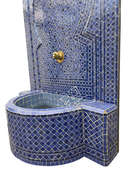 Tall Blue Mosaic Tile Water Fountain
