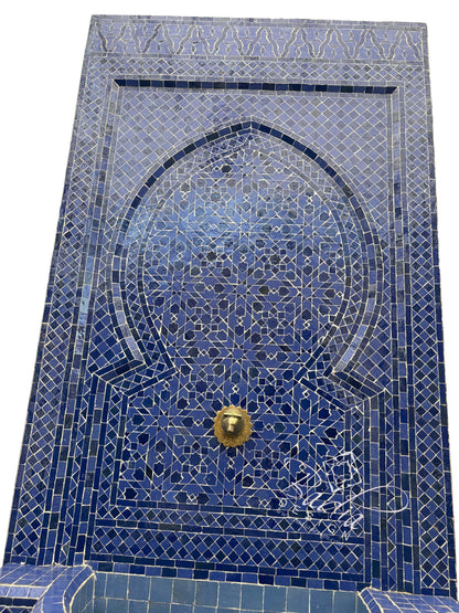 Tall Blue Mosaic Tile Water Fountain