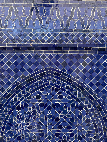 Tall Blue Mosaic Tile Water Fountain