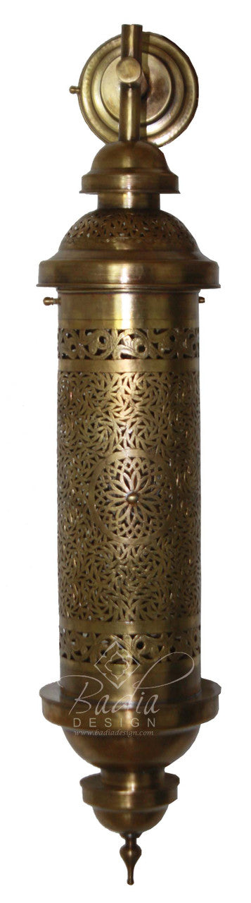 Tall Cylinder Shaped Brass Wall Sconce