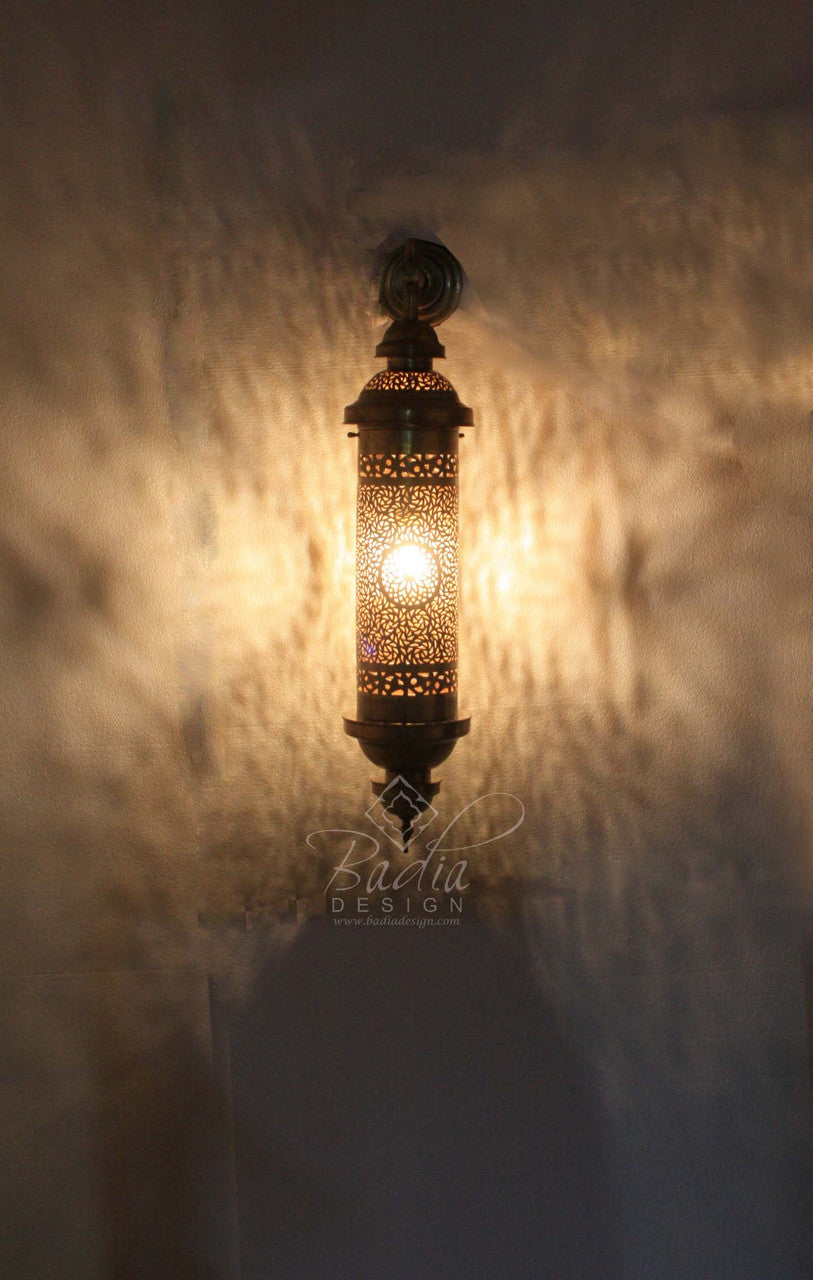 Tall Cylinder Shaped Brass Wall Sconce