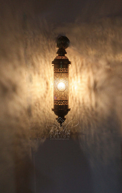 Tall Cylinder Shaped Brass Wall Sconce