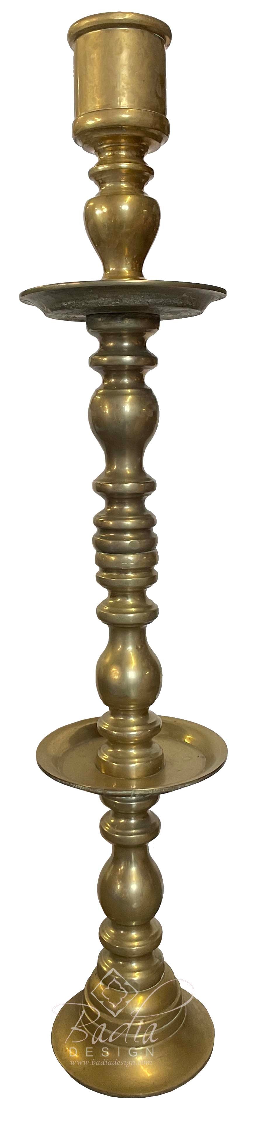 Tall Moroccan Decorative Brass Candle Holder