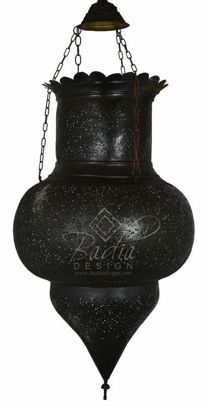 Moroccan Aged Brass Chandelier with Arabesque Design