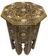 Tall Moroccan Hand Carved Side Table with Mother of Pearl Inlay
